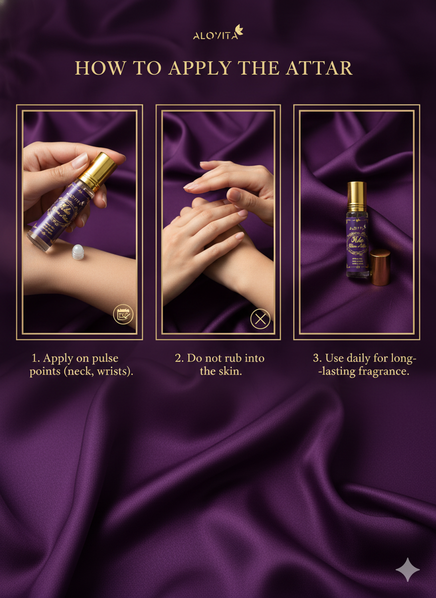 Botella y empaque del perfume Alovita Kalas con destellos de luz